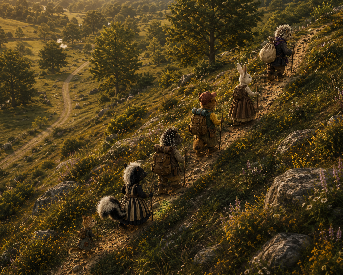 The travelers together on the trail when the name Mingles is born