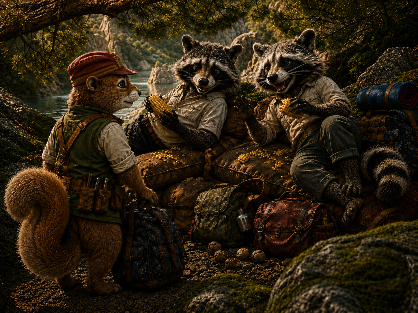 The raccoon twins discovered on Timbit's packs